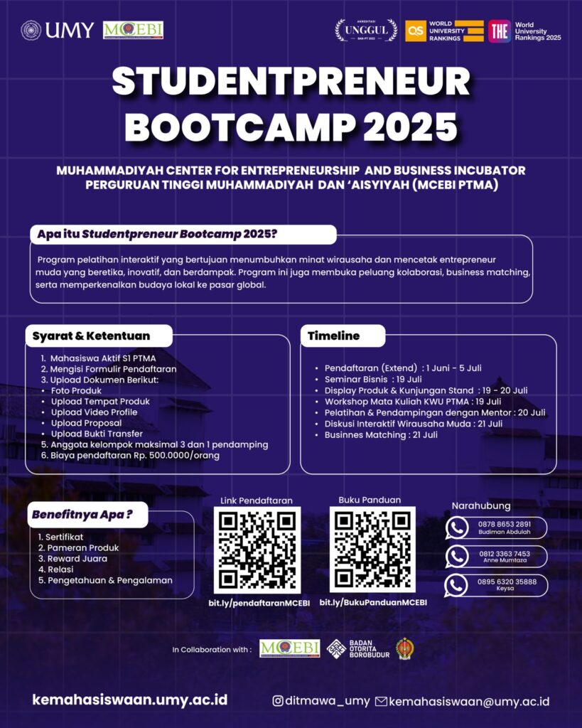 Studentpreneur Bootcamp by Muhammadiyah Center for Entrepreneurship and Business Incubator (MCEBI) 2025